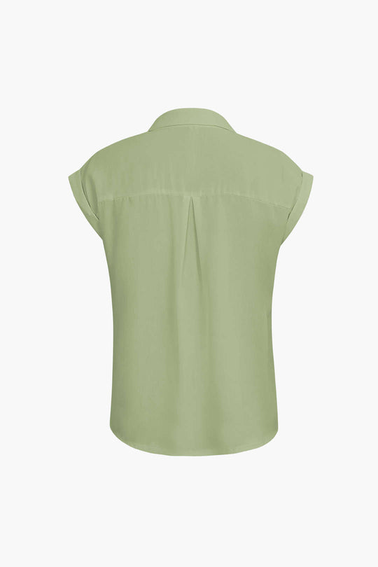 Vittoria - Minimalist Rolled Sleeve Knotted Hem Women's Shirt