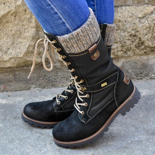 Non-slip winter boots with low heel