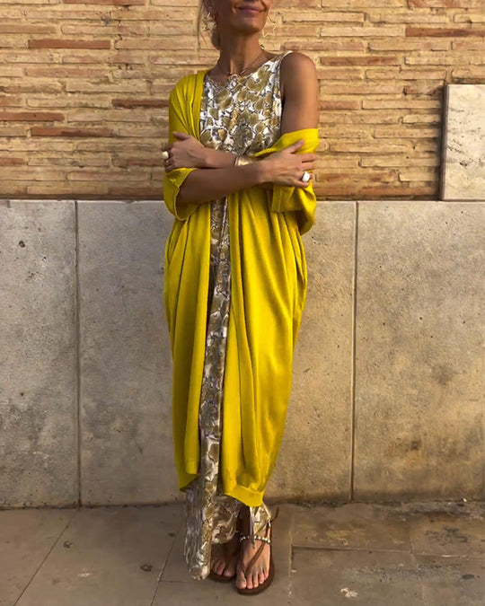 Women's Printed Sleeveless Jumpsuit with Relaxed Layered Overlay