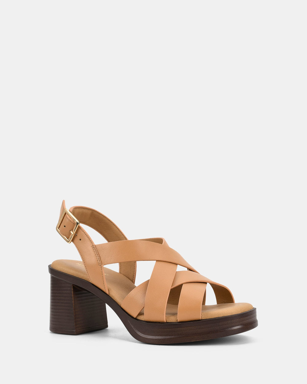 Dames | Sandaal | Halo | Camel | Blokhak | Comfortabel | Verstelbare Gesp