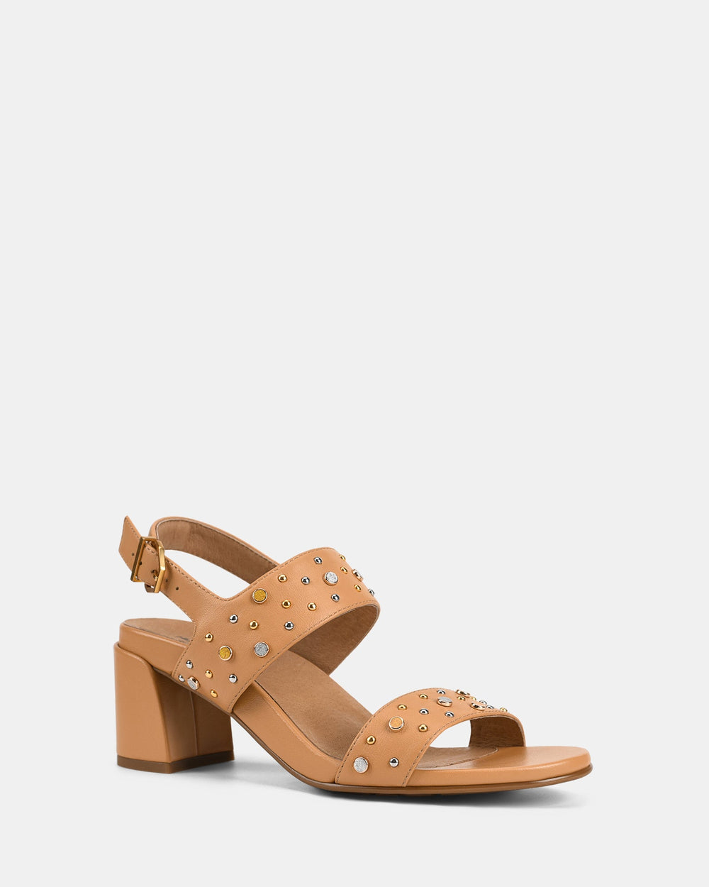 Dames | Hak | Leren Bovenkant | Verstelbare Gespband | Studs | Genius Fit Voetbed