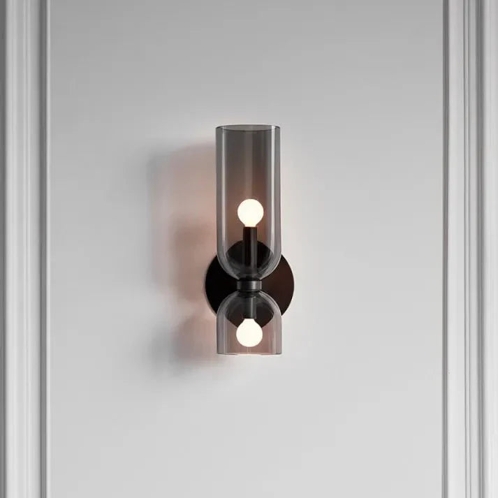 Double Head Glass Wall Lamp LED Sconce | E12 Bulb Base | Glass & Iron | Modern Indoor Lighting