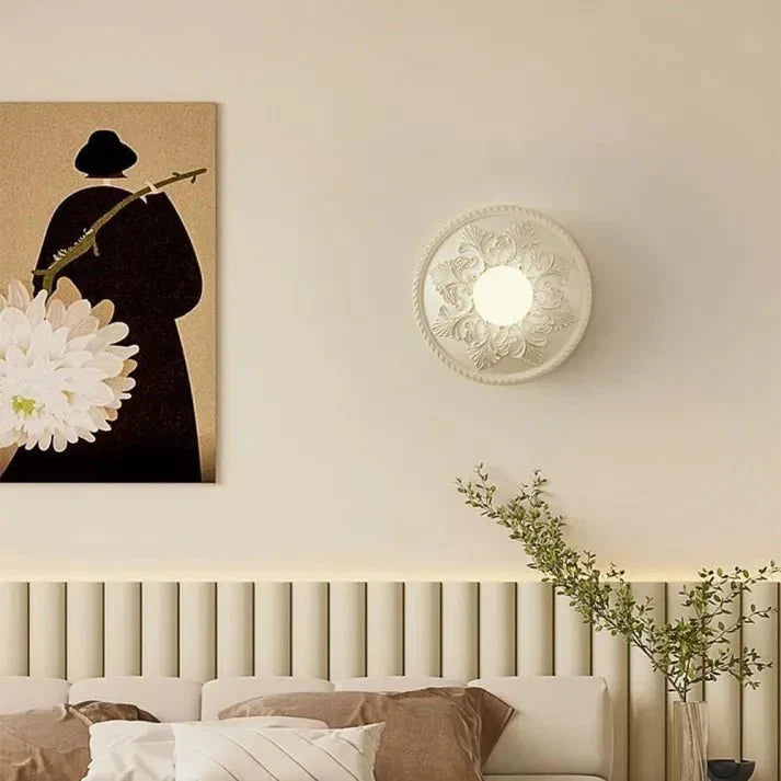 Modern Milky Coffee Wall Lamp for Living Room | Resin & Glass Wall Sconce | G9 Bulb Base | Ambient Interior Lighting Ø30cm