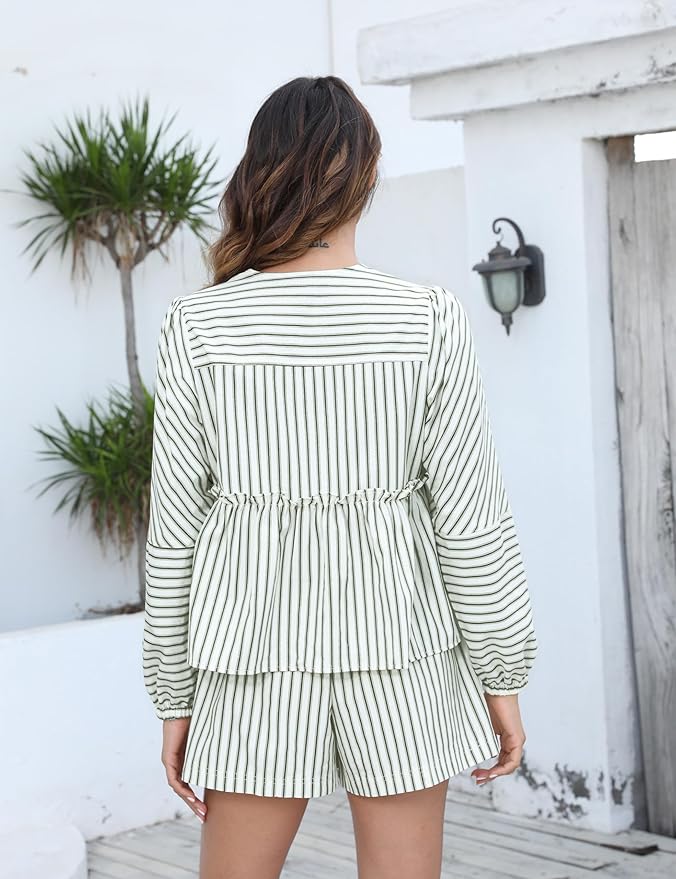 Faylinn - Checked Summer Set with Puff Sleeves