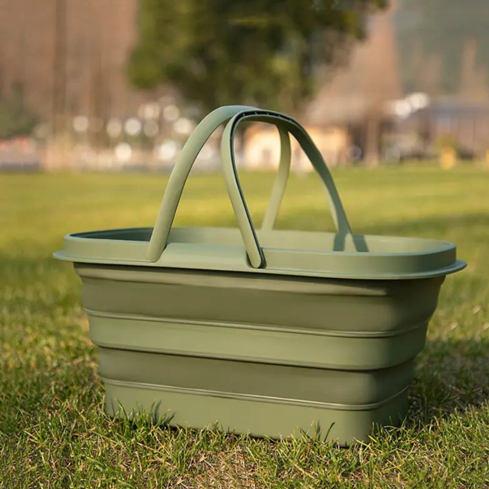 Foldable Camping Basket | Collapsible Self-Standing Plastic Container | Waterproof & Durable | Multi-Purpose Indoor Outdoor