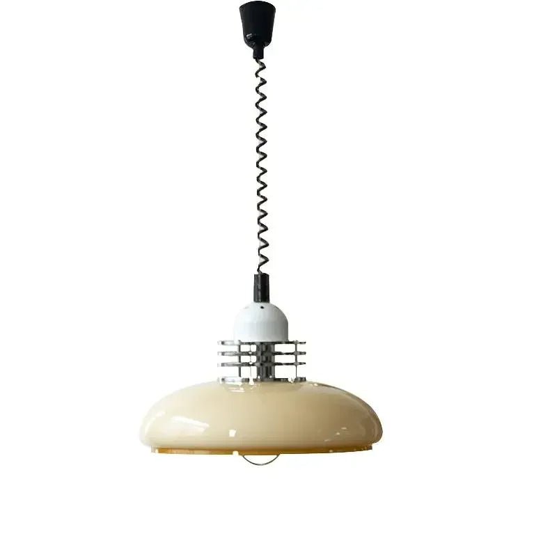 Bauhaus Glass Pendant Lamp | Round Orange Shade | G9 Ceiling Light | Adjustable Hanging | Modern Decorative Lighting