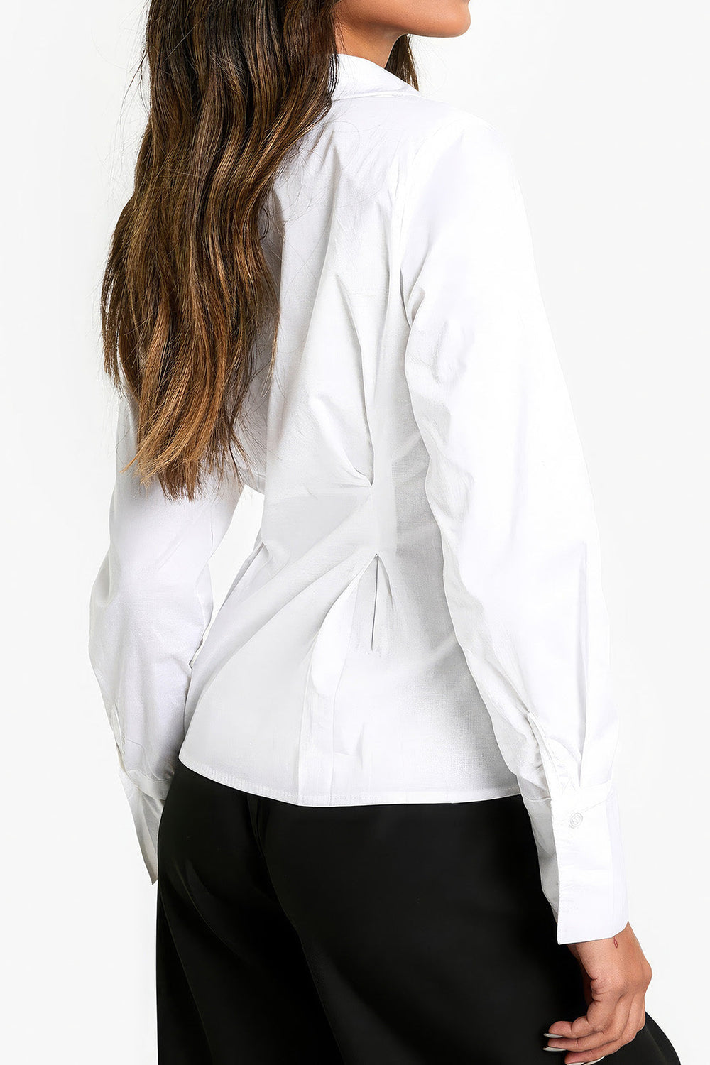 Briony - Classic Knotted Elegance Women's Ruffle Shirt