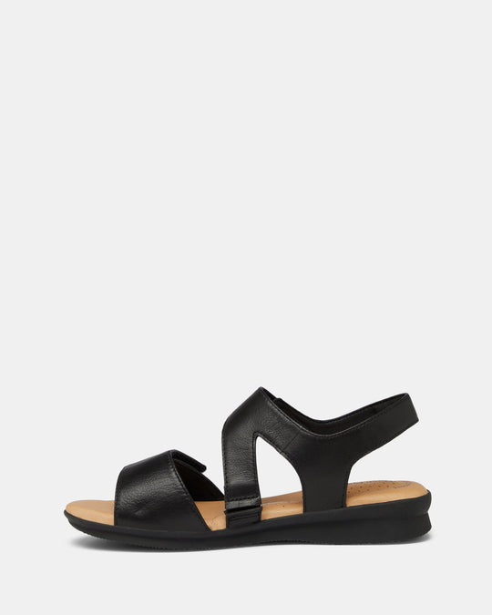 Nessa | Sandalen | Zwart | Leer | Verstelbaar | Comfortabel | Deep Comfort