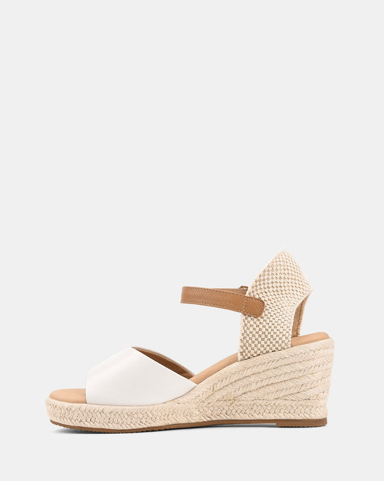 Dames | Sandaal | Ersa Wit/Tan | Gespsluiting | Comfortabel | Zomerstijl