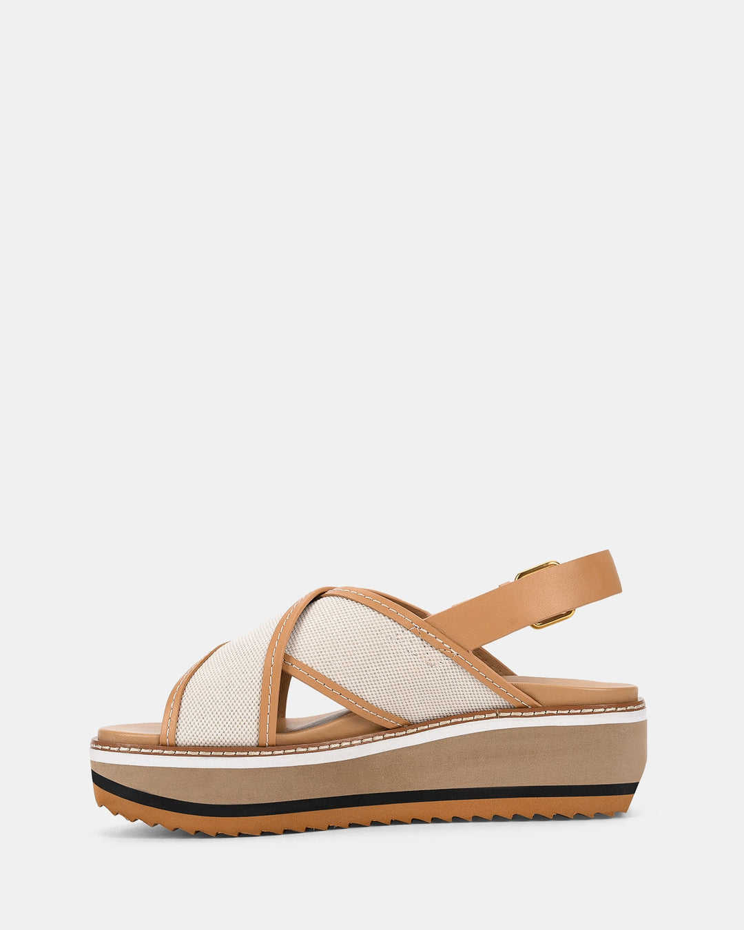 Dames | Platform Sandaal | Daint Kameel/Bot | Verstelbare Gesp | Comfortabel | Zomerstijl