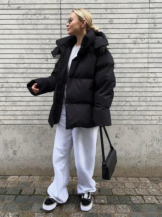 Women's Oversized High Collar Puffer Jacket | Quilted Winter Coat | Street Style Warmth
