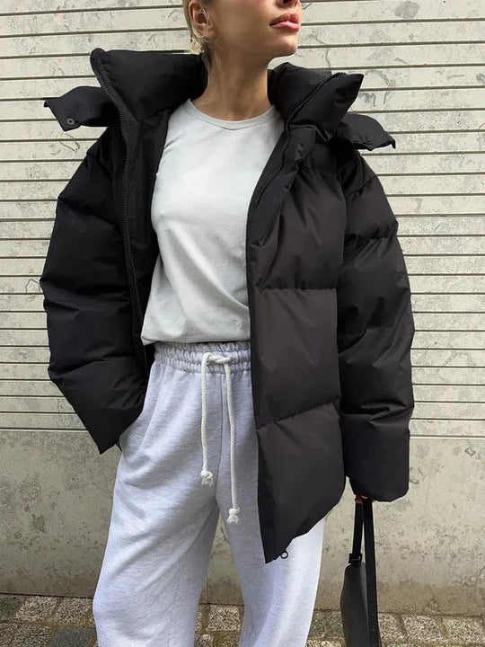 Women's Oversized High Collar Puffer Jacket | Quilted Winter Coat | Street Style Warmth