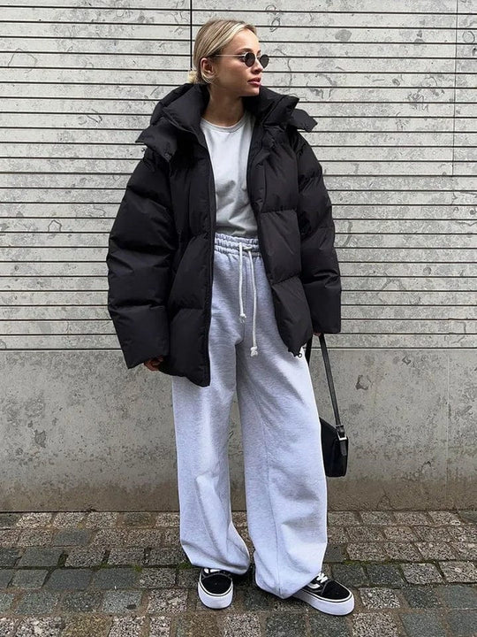 Women's Oversized High Collar Puffer Jacket | Quilted Winter Coat | Street Style Warmth