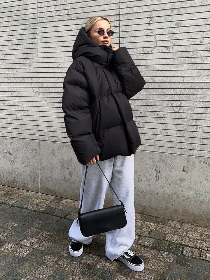 Women's Oversized High Collar Puffer Jacket | Quilted Winter Coat | Street Style Warmth
