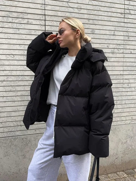 Women's Oversized High Collar Puffer Jacket | Quilted Winter Coat | Street Style Warmth