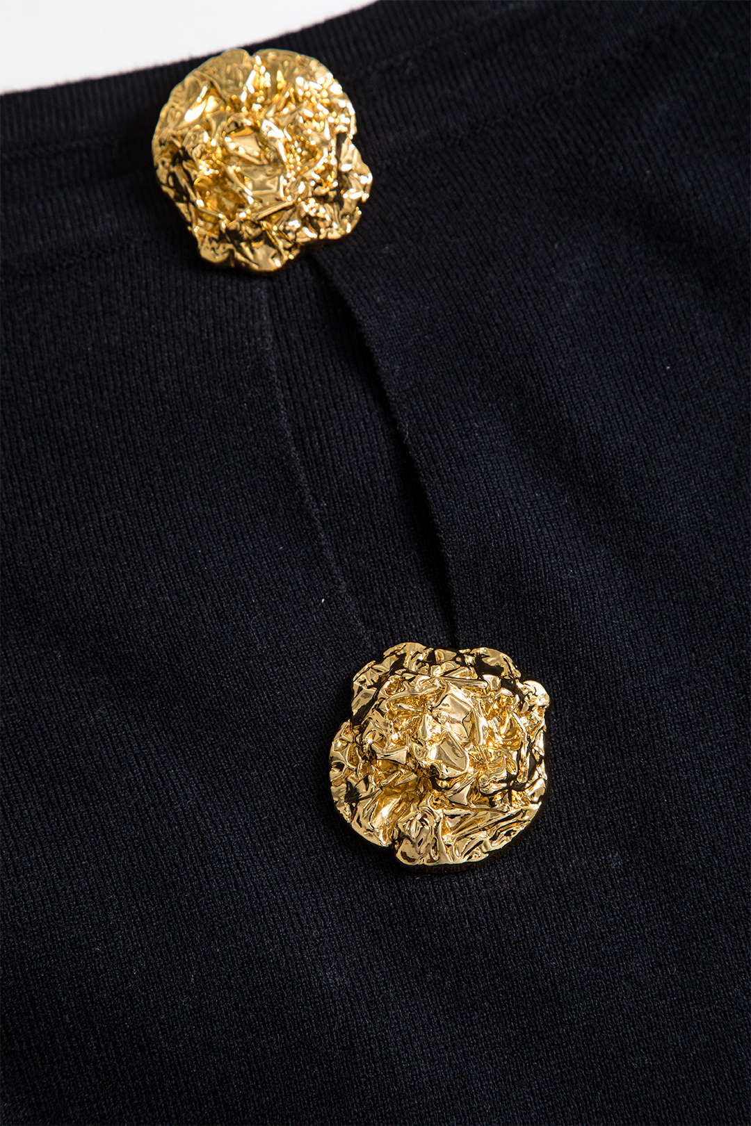 Plain Off Shoulder Button Round Neck Cut Out Mini Dress 