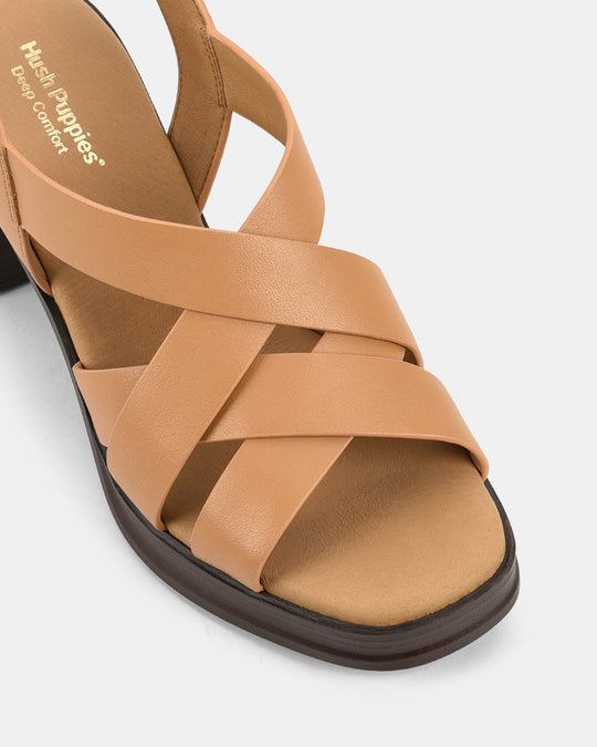 Dames | Sandaal | Halo | Camel | Blokhak | Comfortabel | Verstelbare Gesp