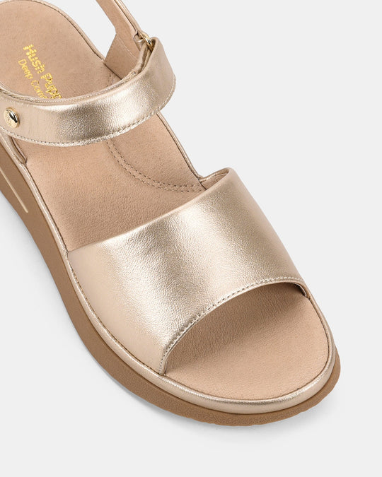 Dames | Sandaal | Kazumi Soft Gold | Zelfsluitende Band | Comfortabel | Casual Stijl