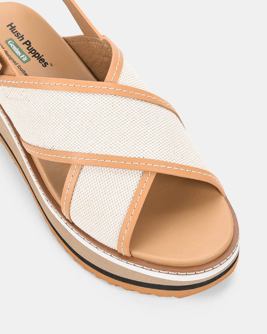 Dames | Platform Sandaal | Daint Kameel/Bot | Verstelbare Gesp | Comfortabel | Zomerstijl