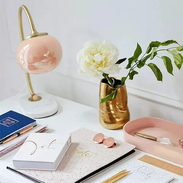 Marshmallow Metal and Glass Table Lamp