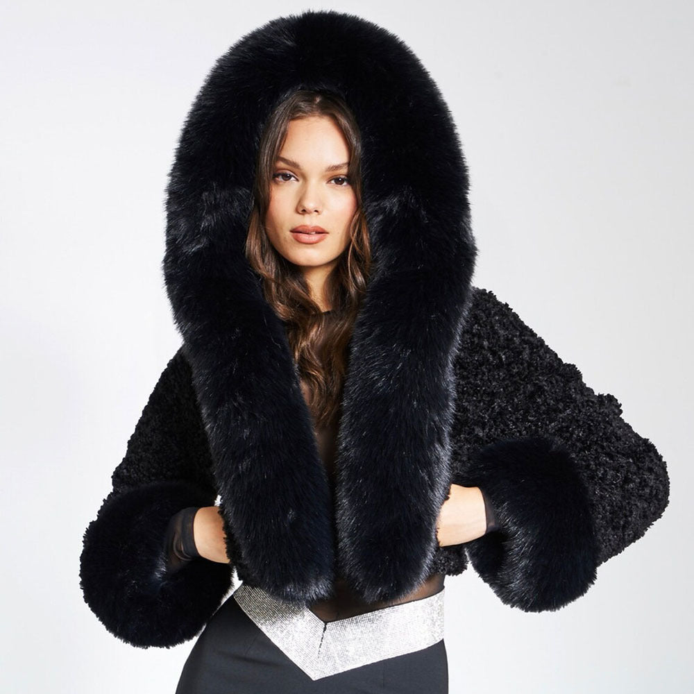 Women's Cropped Coat | Faux Fur | Hooded | Winter Warm