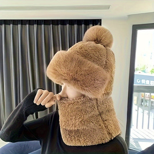 Adult Pompom Hat and Matching Scarf | Perfect for Winter