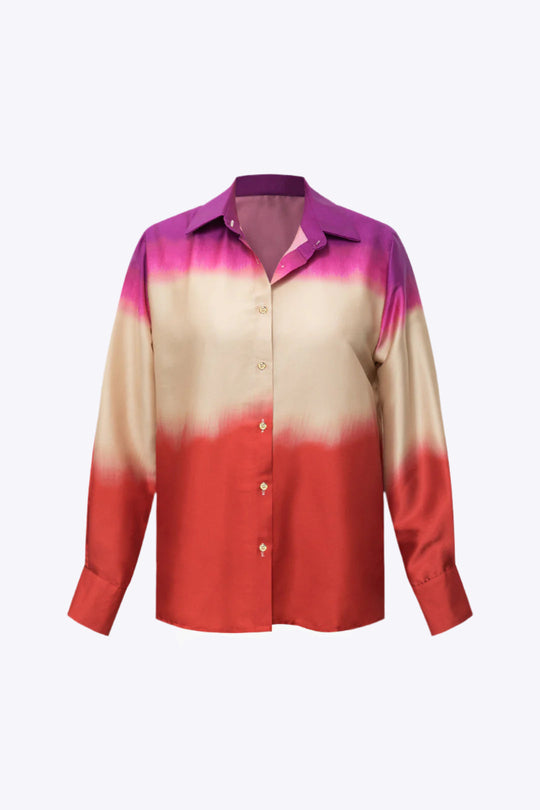 Xanthe - Tight Satin Ombre Women's Long Sleeve Shirt