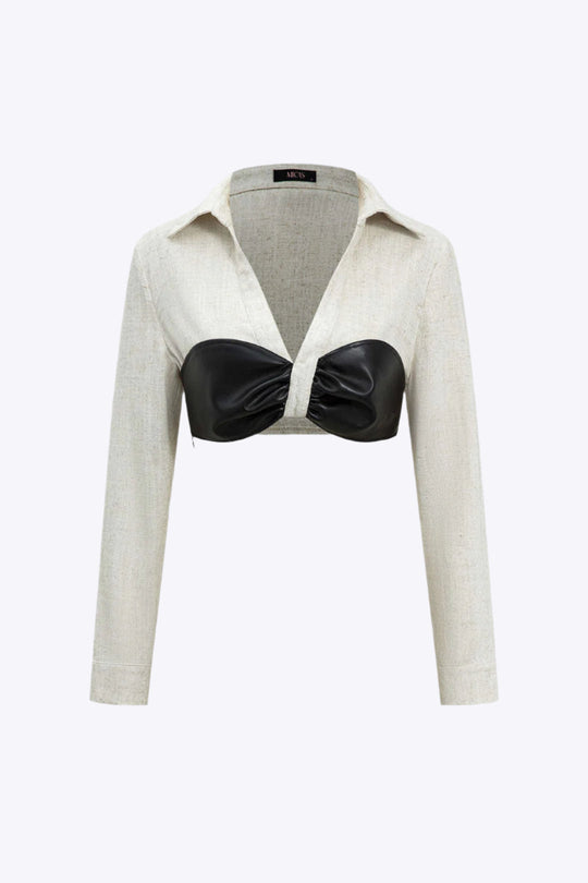 Yasmine - Modern and Chic Women's Color Block Wrinkled Shirt