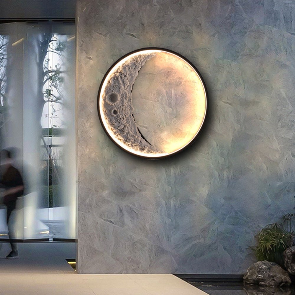3D Moon Wall Lamp | Crescent LED Night Light | Aluminum & Resin Decorative Wall Light | Bedroom Living Room