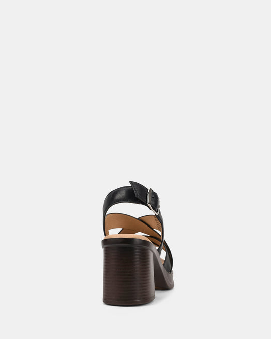 Dames | Sandaal | Halo | Zwart | Blokhak | Comfortabel | Verstelbare Gesp