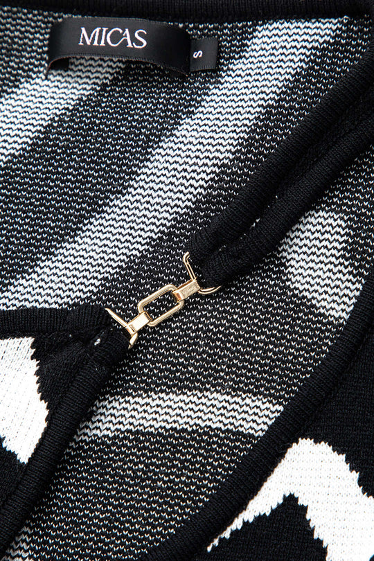 Line Pattern Cut Out Slit Wide Maxi Dress 