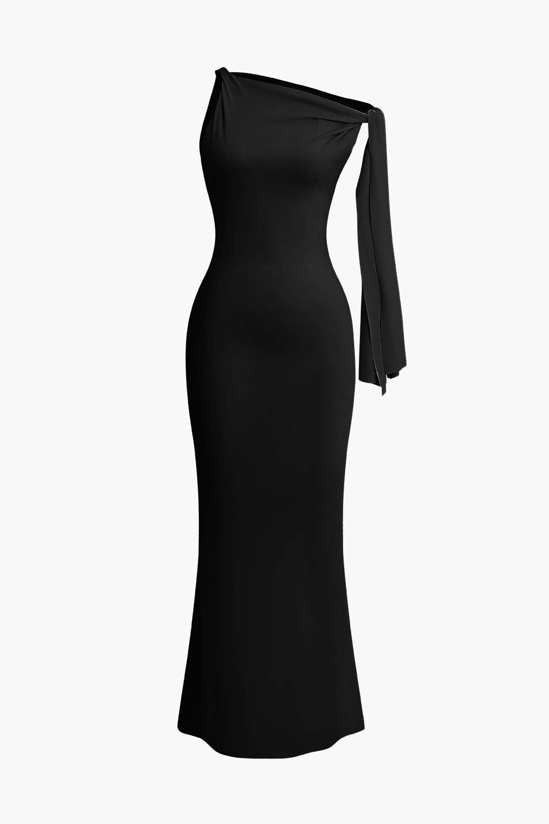 Asymmetrical Twist Knot Mermaid Maxi Dress 