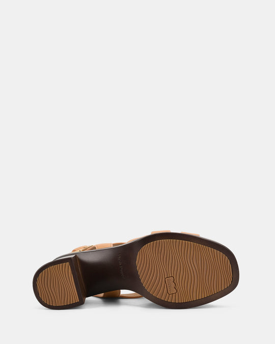 Dames | Sandaal | Halo | Camel | Blokhak | Comfortabel | Verstelbare Gesp