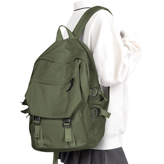 Spacious vintage backpack with buckles