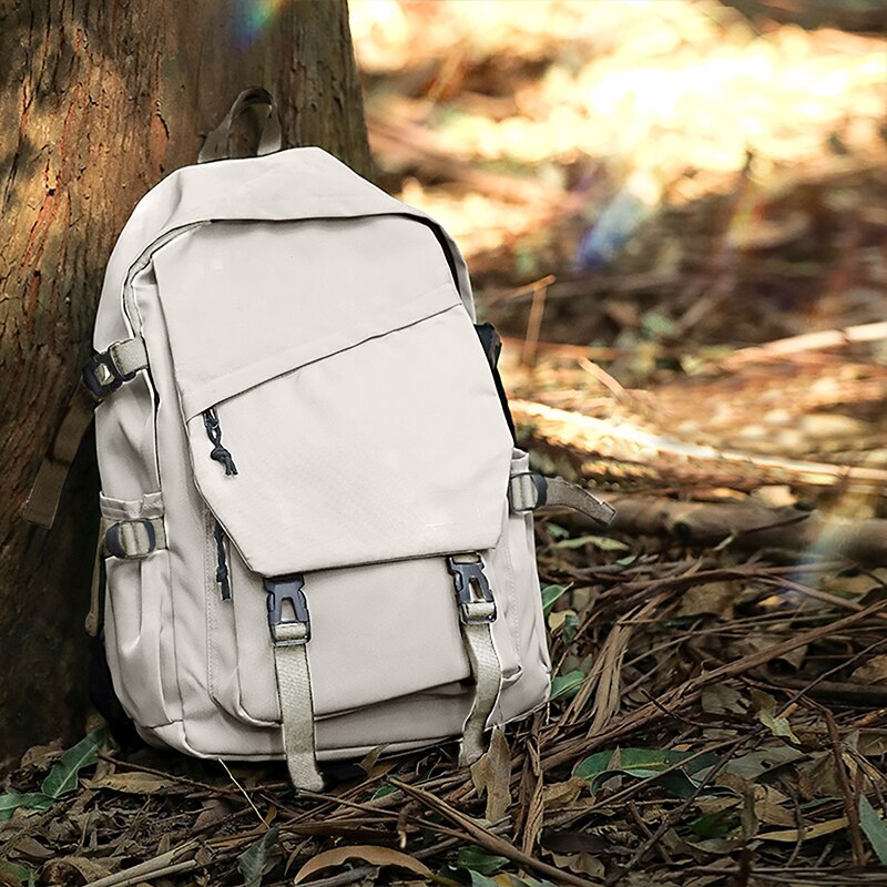 Spacious vintage backpack with buckles