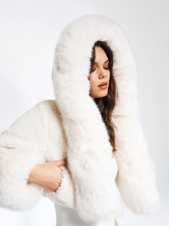 Women's Cropped Coat | Faux Fur | Hooded | Winter Warm