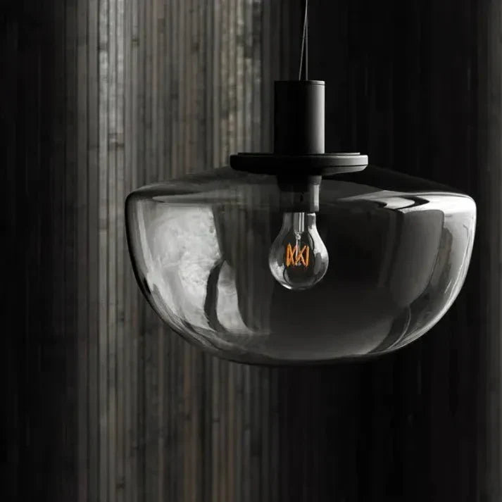 Modern Globe Glass Pendant Lamp Minimalist Design | E27 Ceiling Light Fixture | Metal Frame | Adjustable Hanging | 22–35cm