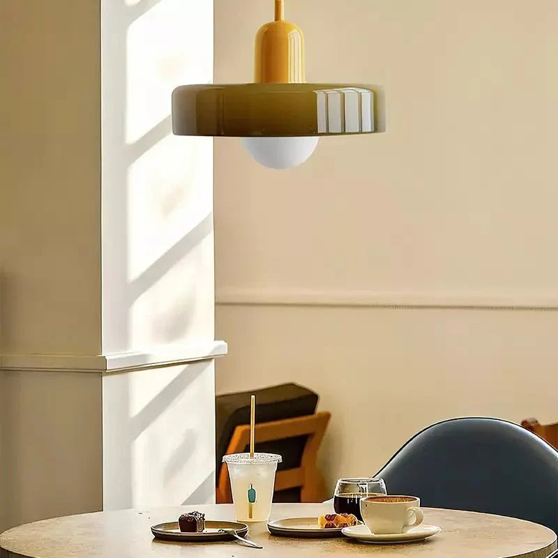Bauhaus Pendant Lamp Made of Colored Glass