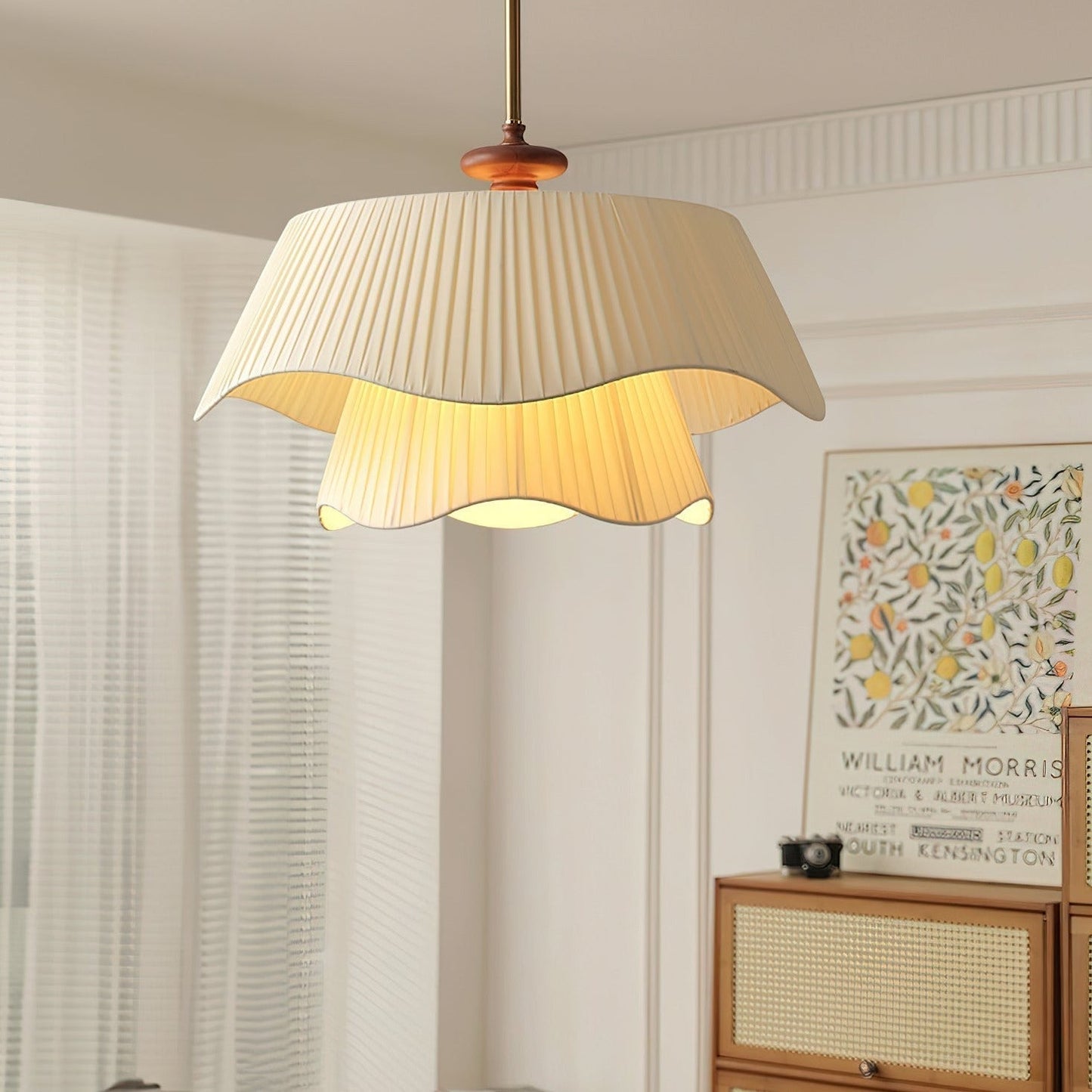 Bellevue Pendant Lamp | Metal, Glass & Wood Ceiling Light | E26/E27 LED or Edison Bulb | Adjustable Modern Hanging Fixture