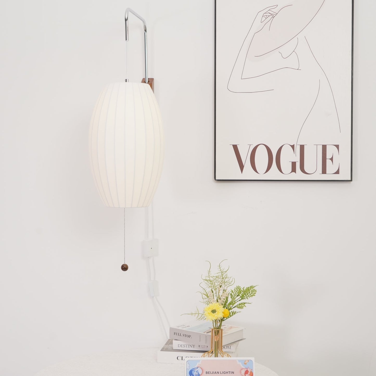 Nelson Wall Sconce | Mid-Century Modern Wall Light | Walnut & Metal Fixture | E26/E27 Ambient Indoor Lighting