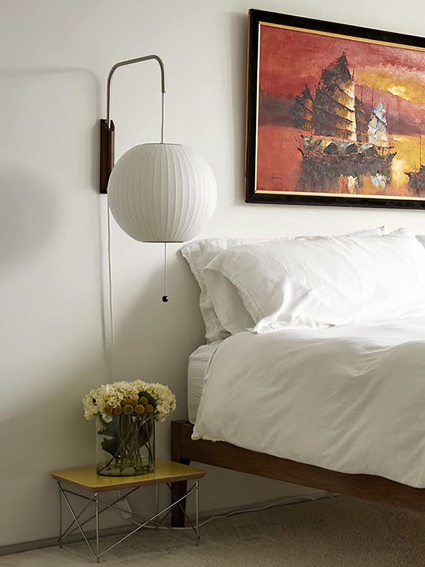 Nelson Wall Sconce | Mid-Century Modern Wall Light | Walnut & Metal Fixture | E26/E27 Ambient Indoor Lighting