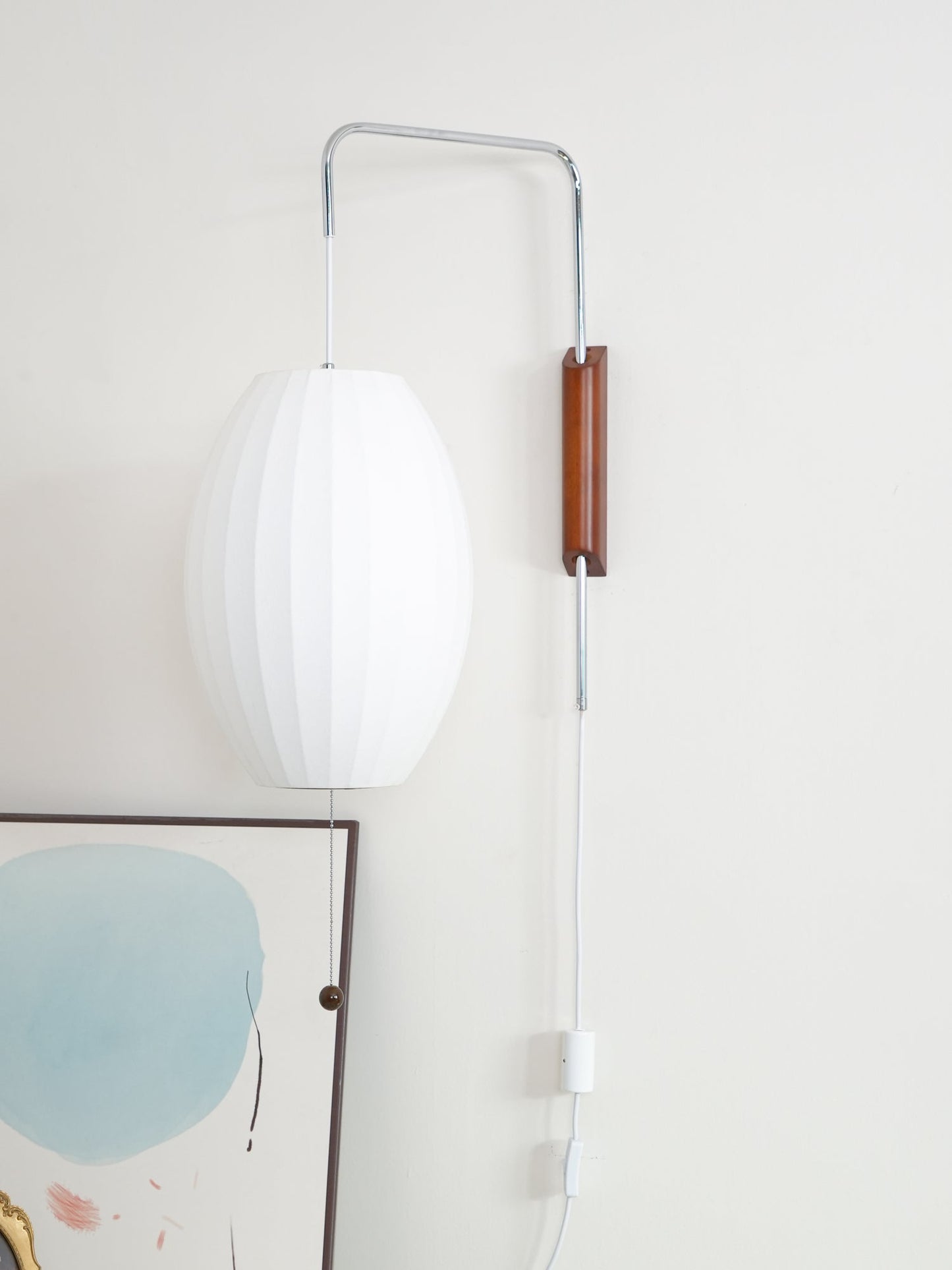 Nelson Wall Sconce | Mid-Century Modern Wall Light | Walnut & Metal Fixture | E26/E27 Ambient Indoor Lighting