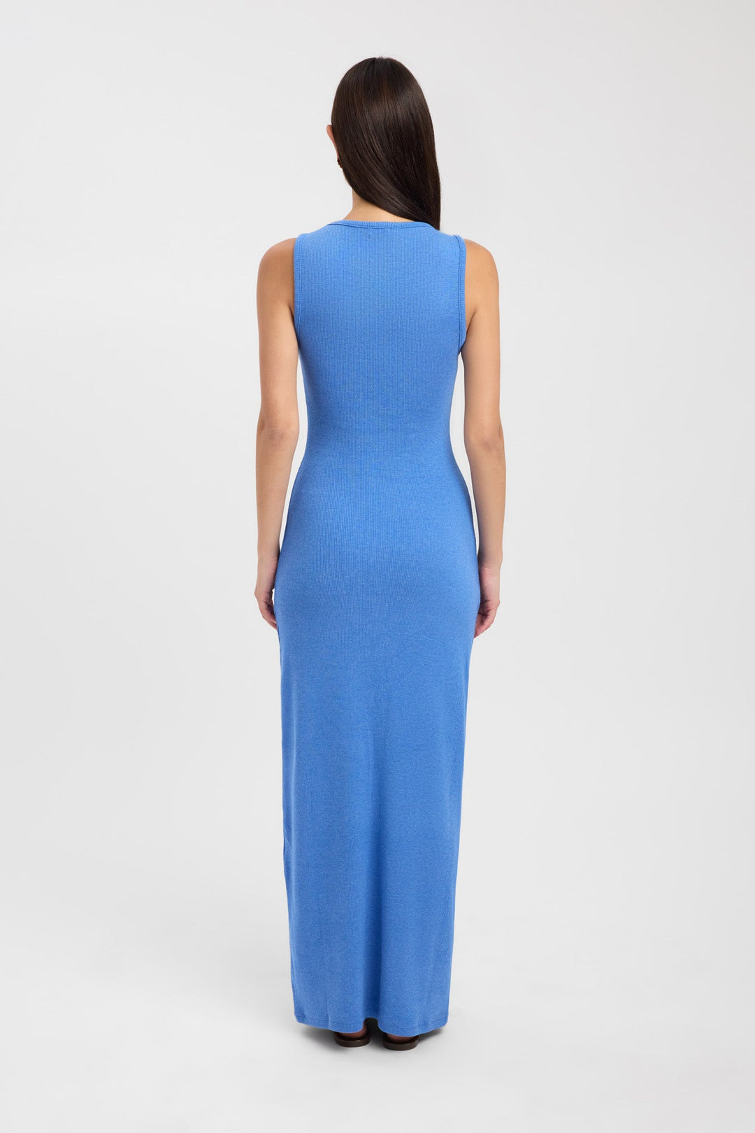 Women's Maxi Dress Round Neck Wide Straps Cotton Modal Rib Straight Fit Minimalist