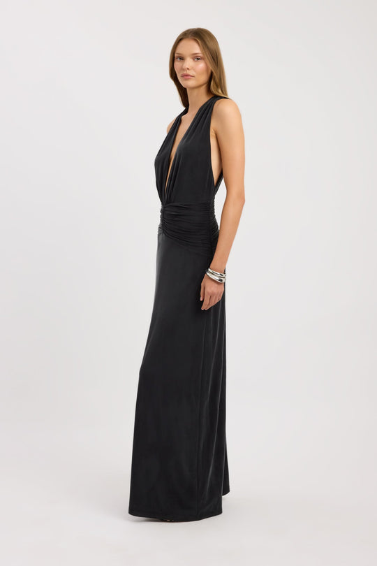 Women's | Maxi Dress | V-neck | Sleeveless | Ruffle Waist | Elegant | Evening Dress