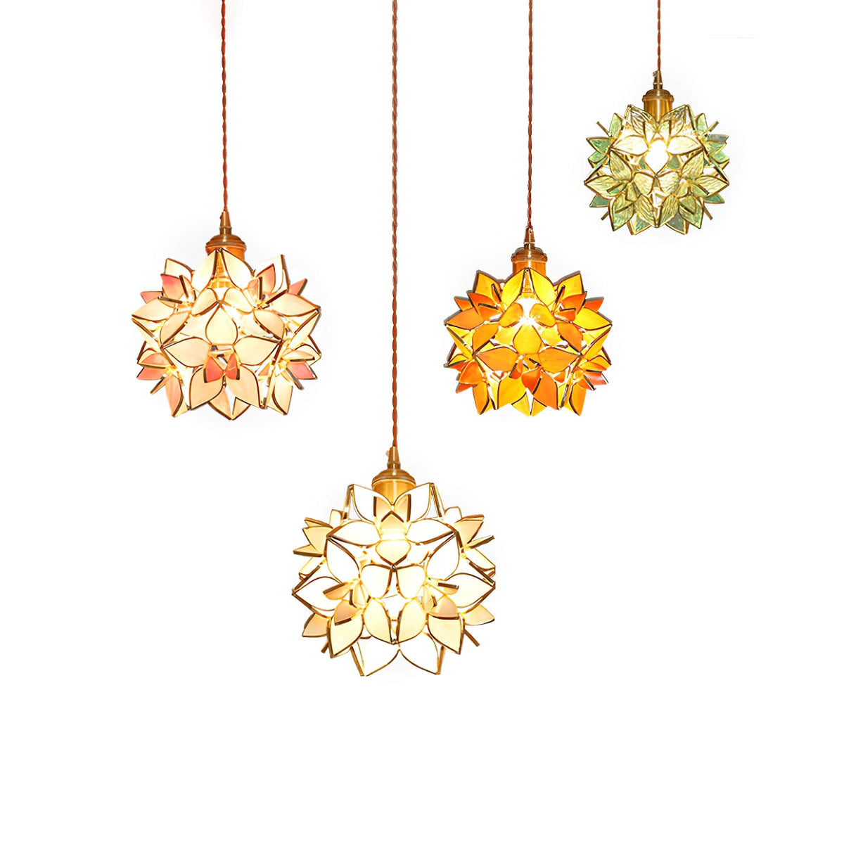 Capiz Pendant Lamp | Handcrafted Brass & Glass Ceiling Light | E26/E27 LED or Edison Bulb | Adjustable Hanging Height | Modern & Classic Interior