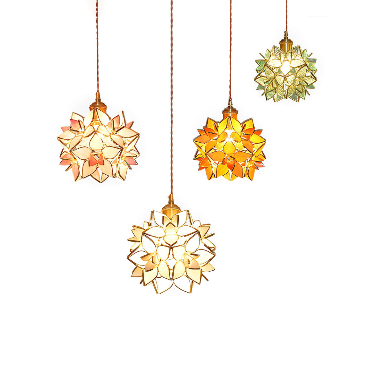 Capiz Pendant Lamp | Handcrafted Brass & Glass Ceiling Light | E26/E27 LED or Edison Bulb | Adjustable Hanging Height | Modern & Classic Interior