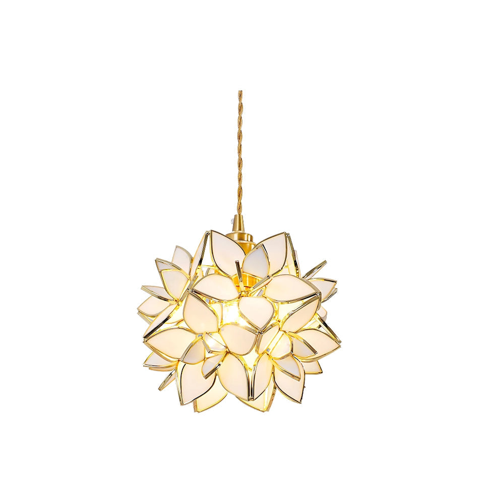 Capiz Pendant Lamp | Handcrafted Brass & Glass Ceiling Light | E26/E27 LED or Edison Bulb | Adjustable Hanging Height | Modern & Classic Interior