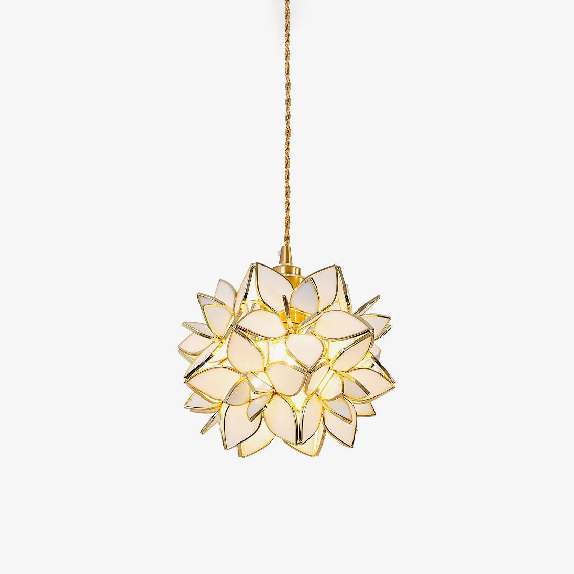 Capiz Pendant Lamp | Handcrafted Brass & Glass Ceiling Light | E26/E27 LED or Edison Bulb | Adjustable Hanging Height | Modern & Classic Interior