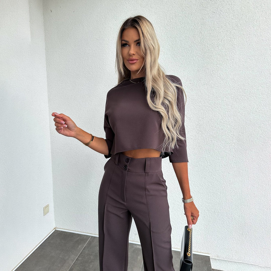 Alma | Matching Set | 2-Piece | Crop Top | Loose Pants | Fashionable | Comfortable