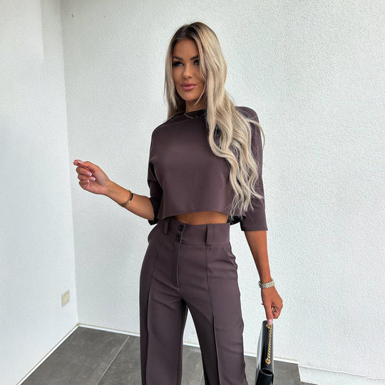 Alma | Matching Set | 2-Piece | Crop Top | Loose Pants | Fashionable | Comfortable